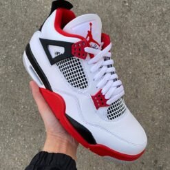 Nike Air Jordan 4 White Red Fire Red Classic Basketball Shoes