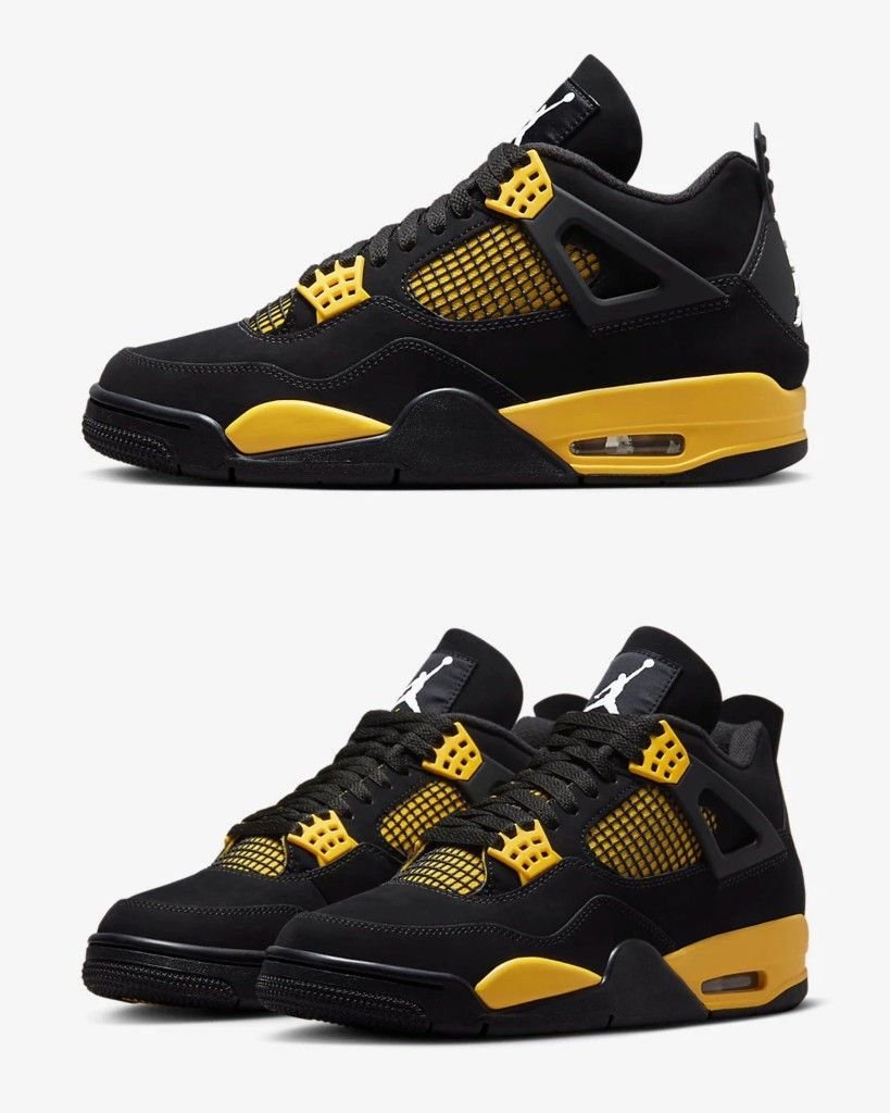 Nike Air Jordan 4 Black Yellow Lightning Black Limited Edition Trainers