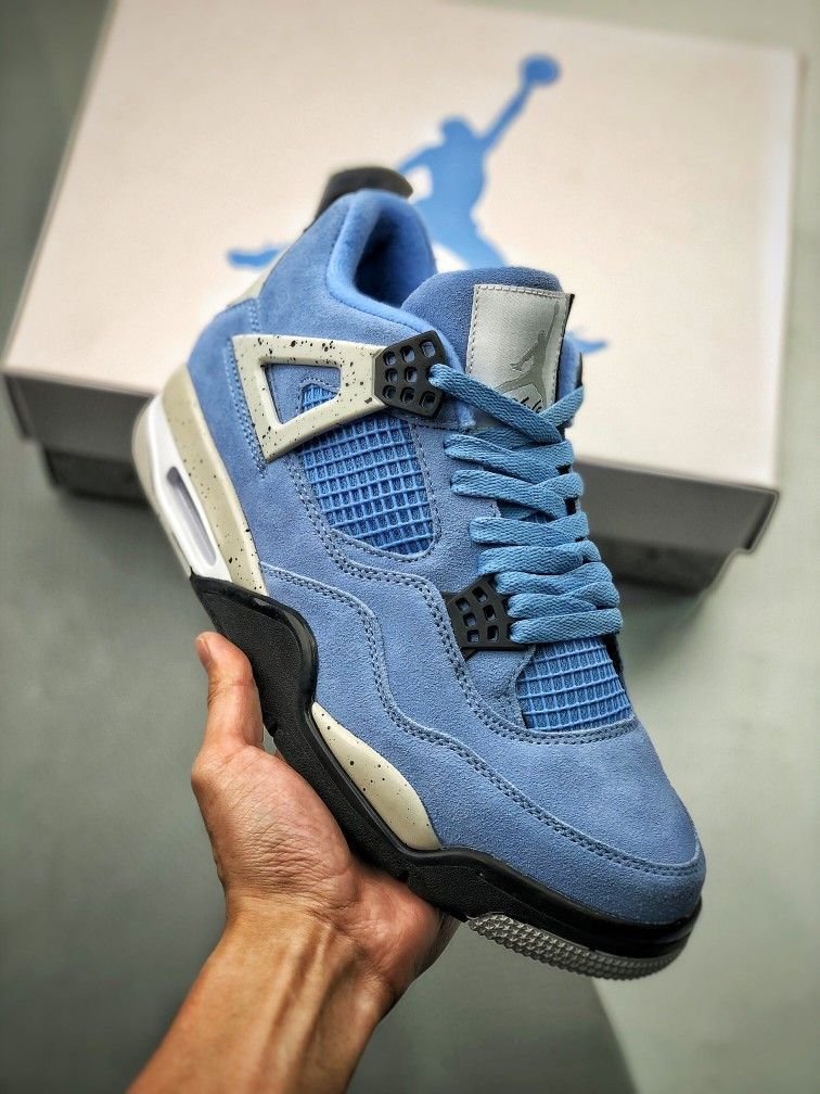Nike Air Jordan 4 Blue University Blue Premium Suede Sneakers