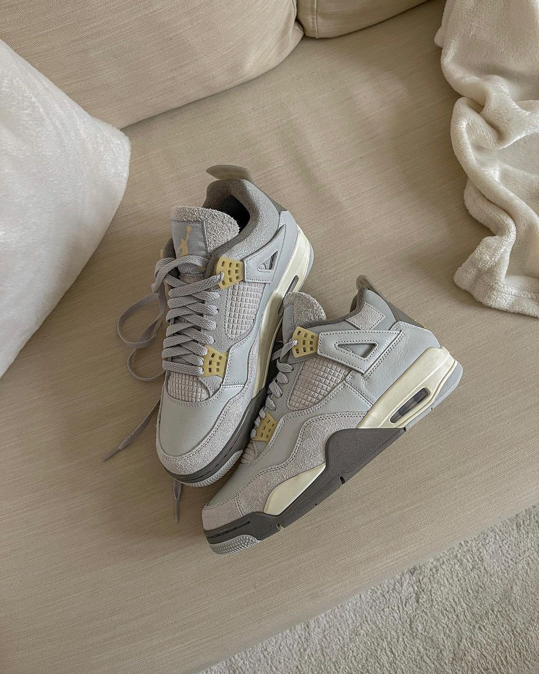 Nike Air Jordan 4 Sand Beige Shimmer Fashion Statement Sneakers