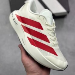 Adidas Adizero EVO Cream White Base with Bold Red Stripes
