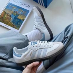 Adidas Samba OG White Sky Blue Stripe Retro Sneakers