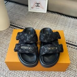 Black Monogram Leather Statement Comfort Slides – Louis Vuitton