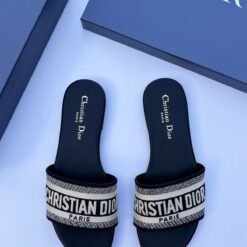 Christian Dior Men’s Black Logo Strap Slippers – Classic Luxury Designer Slides
