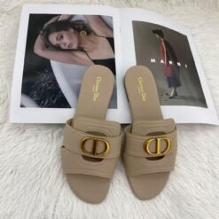 Christian Dior Slide Sandals Beige with Gold CD Buckle – Dior