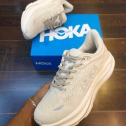 HOKA Bondi 9 Master Quality Running Shoe White with Blue Accents