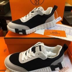 Hermes Black & White Sneakers with Grey Accents