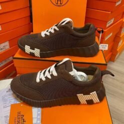 Hermes Brown Sneakers with White Sole