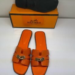 Hermès Orange Signature Slides – Vibrant Style with Iconic H Design
