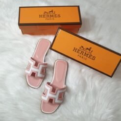Hermès Pink Transparent Block Heeled Slides