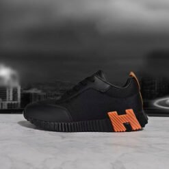 Hermes Triple Black & Orange H Sneakers – Modern Luxe Design