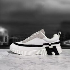 Hermes White & Black H Sneakers – Classic Minimalist Design
