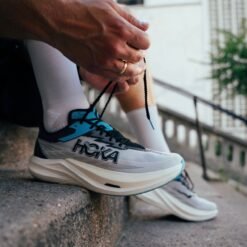 Hoka One One Rocket X 3 White, Black & Blue Performance Running Shoes