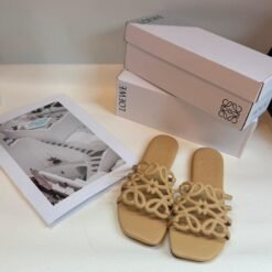 Loewe Slide Sandals Beige with Signature Cutout Pattern – Loewe