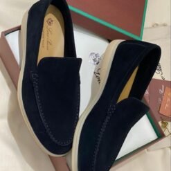 Loro Piana Black Velvet Loafers with Box