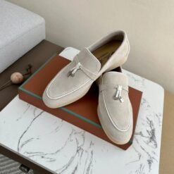 Loro Piana Signature Loafers – Ivory White Suede
