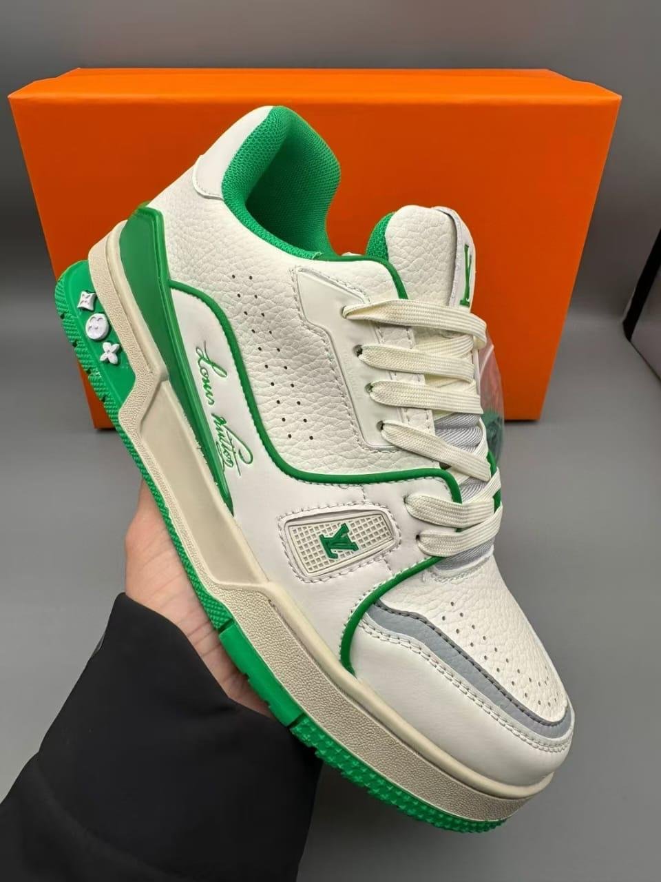 Louis Vuitton LV Trainer White Green Sneakers - Summer Exclusive