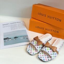 Louis Vuitton Slide Sandals White with Multicolor LV Monogram Print – Louis Vuitton