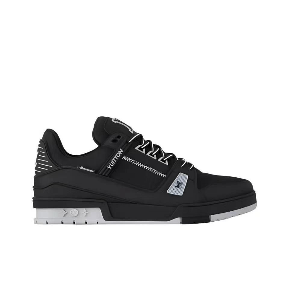 Louis Vuitton Trainer Sneaker Black with Grey Monogram Accents