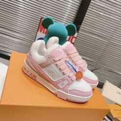 Louis Vuitton Trainer Sneaker Pink with Mint Green & White Highlights