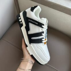 Louis Vuitton Trainer Sneaker White with Navy Blue Panels