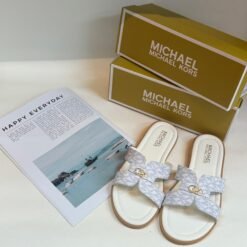 Michael Kors Elegant White Sandal with Gold Embellishments