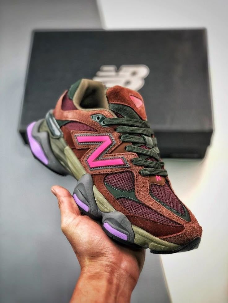 New Balance 9060 Multi-Color Burgundy with Grey & Pink Accents – Limited Street Edition