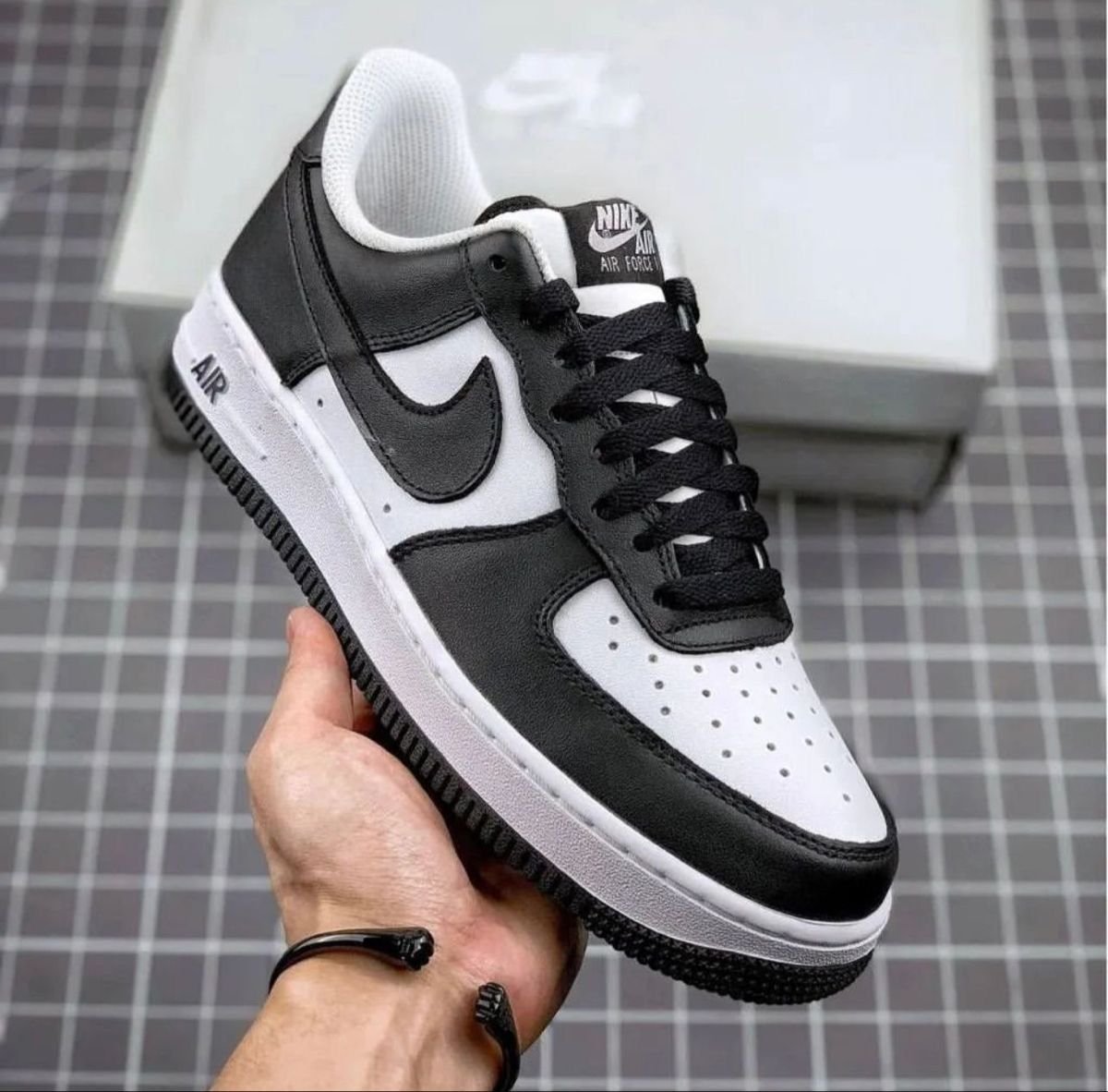 Nike Air Force 1 Black & Grey Sneakers – Street Style Low-Top