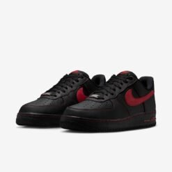 Nike Air Force 1 Black with Red Swoosh Sneakers – Classic Streetwear Style Shoes