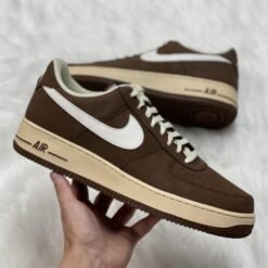 Nike Air Force 1 Brown with White Swoosh – Vintage Street Edition