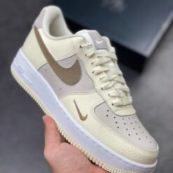 Nike Air Force 1 Cream & Gold Sneakers – Luxury Edition Casual Shoes