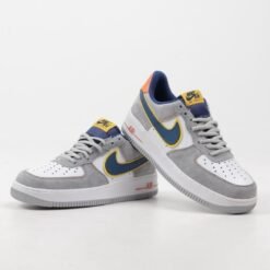 Nike Air Force 1 Grey Blue & Yellow Sneakers – Stylish Everyday Wear