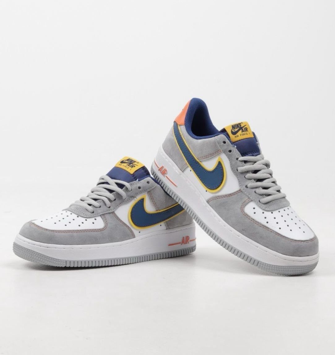 Nike Air Force 1 Grey Blue & Yellow Sneakers – Stylish Everyday Wear