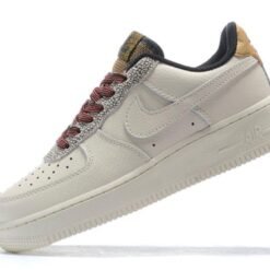 Nike Air Force 1 Low Cream White Leather with Brown & Red Lace Details