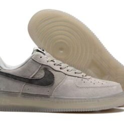 Nike Air Force 1 Low Light Grey & Off-White Leather Sneakers