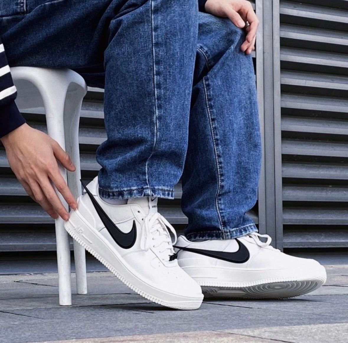 Nike Air Force 1 Low SP AMBUSH White with Black Oversized Swoosh – Nike