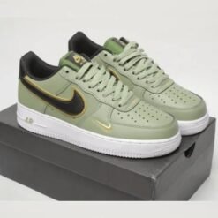 Nike Air Force 1 Olive Green with Black Swoosh Sneakers