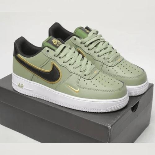 Nike Air Force 1 Olive Green with Black Swoosh Sneakers
