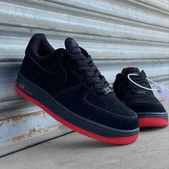 Nike - Air Force 1 Sneakers – Black with Red Sole