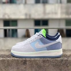 Nike - Air Force 1 Sneakers – White with Light Blue & Green Details