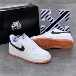 Nike - Air Force 1 Sneakers – White with Red Swoosh