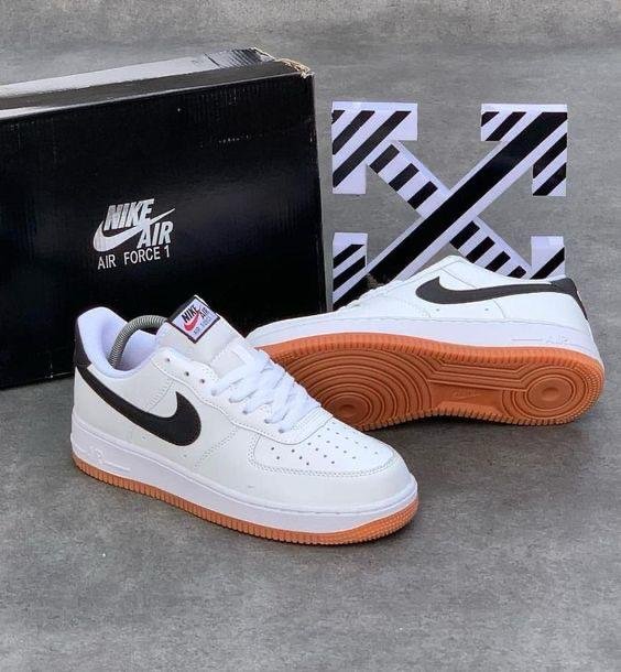 Nike - Air Force 1 Sneakers – White with Red Swoosh