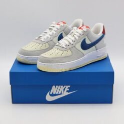 Nike Air Force 1 White Blue & Red Sneakers – Premium Low-Top Casual Shoes