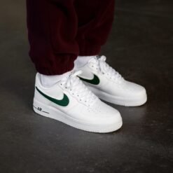 Nike Air Force 1 White with Dark Green Swoosh – Clean Minimal Edition