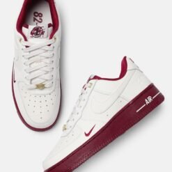 Nike Air Force 1 White with Maroon Sole & Swoosh – Retro Contrast Edition