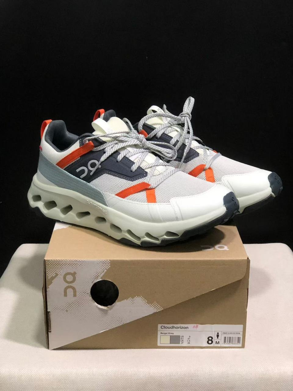 On Cloud Horizon Sneakers White with Orange & Greyโ Premium Shoes in Dubai