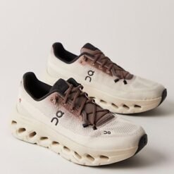 On Cloud Running Shoe Cream with Black & Brown Accents