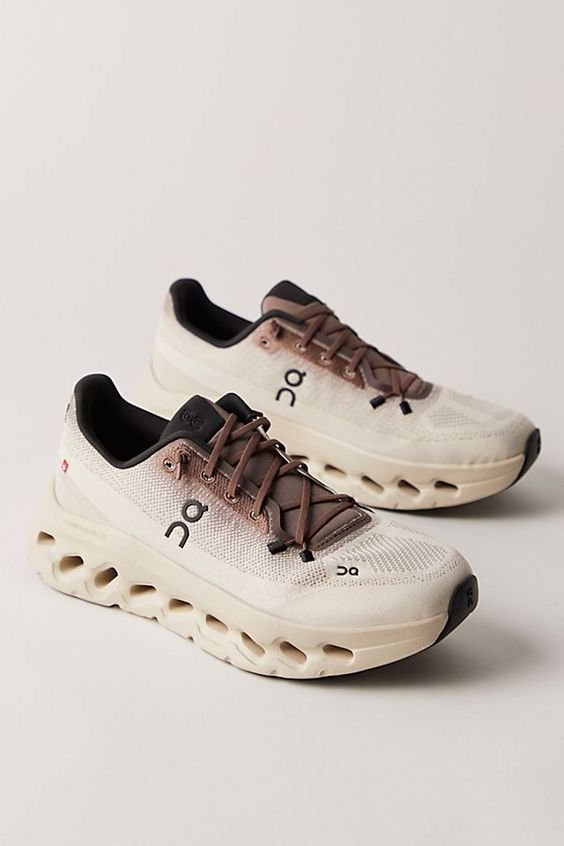 On Cloud Running Shoe Cream with Black & Brown Accents