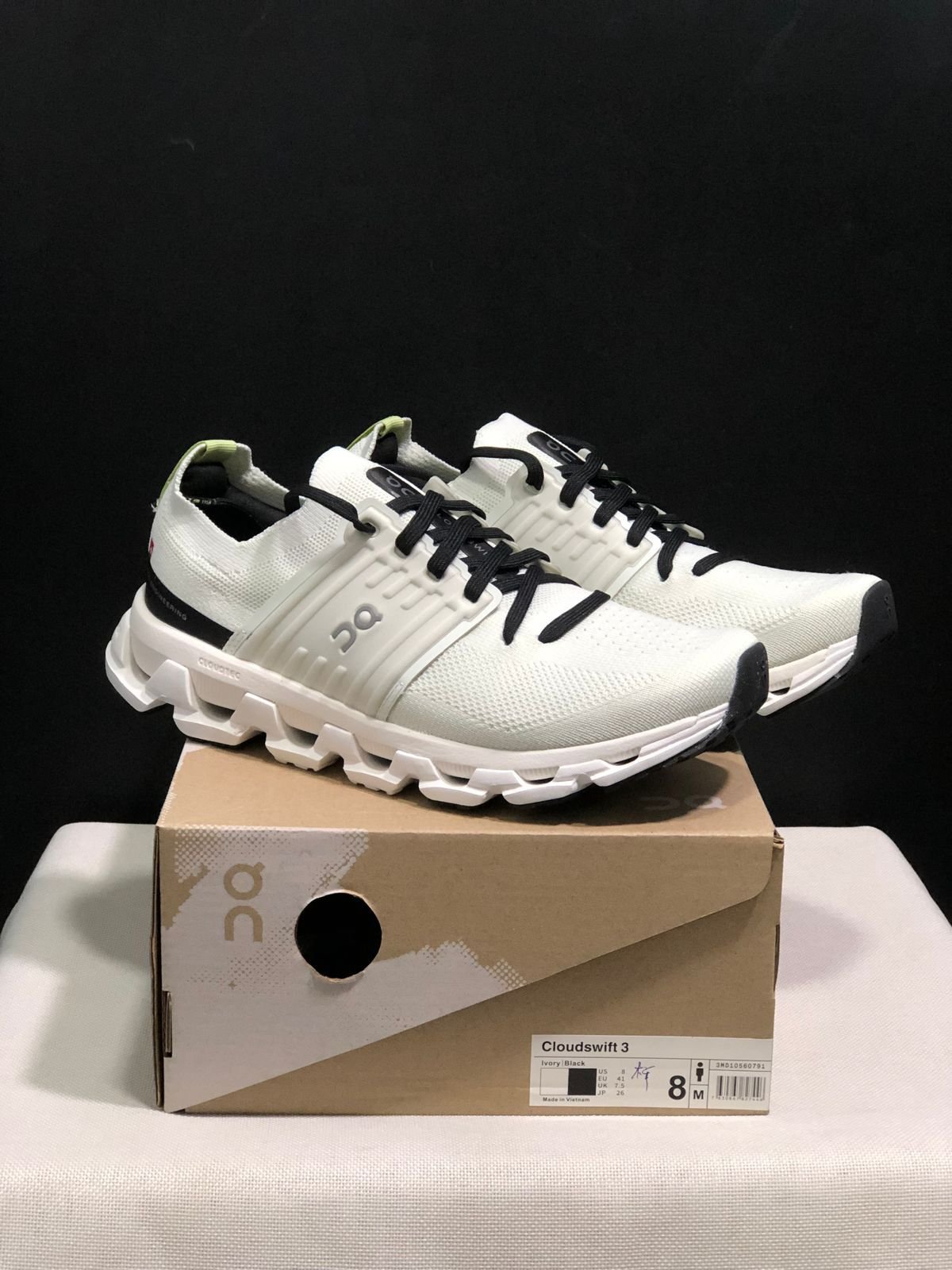 On Running Cloud Swift 3 White Running Sneakers with Black Details